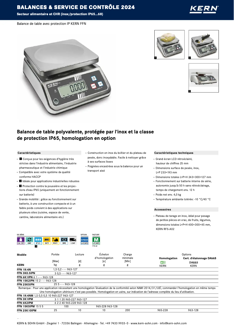 Page 1 de la notice Brochure Kern FFN 1K-4N