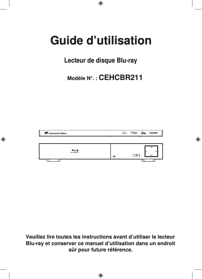 Page 1 de la notice Manuel utilisateur Continental Edison CEHCBR211