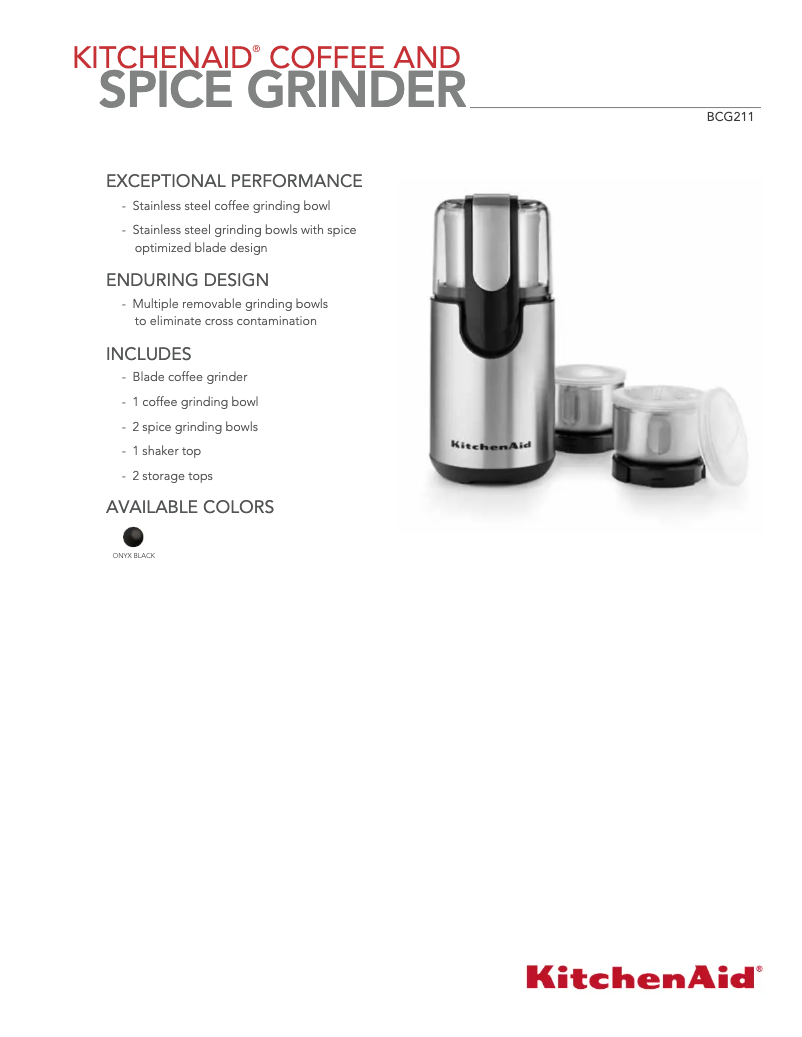 Page 1 de la notice Fiche technique KitchenAid BCG211OB