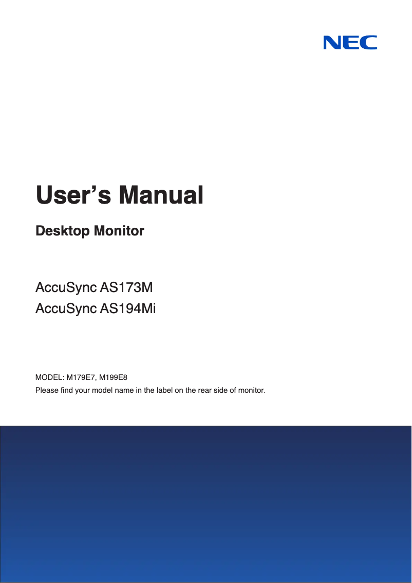 Page n°1 - Manuel utilisateur Sharp AccuSync AS194Mi