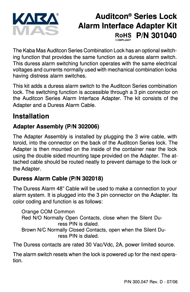 Page 1 de la notice Manuel utilisateur Dormakaba Auditcon