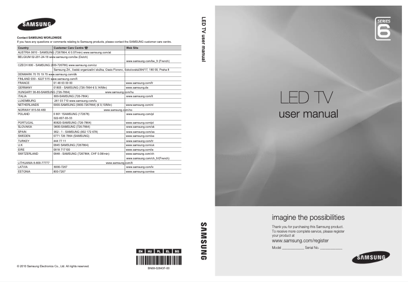 Page n°1 - Manuel utilisateur Samsung UE46C6905VS