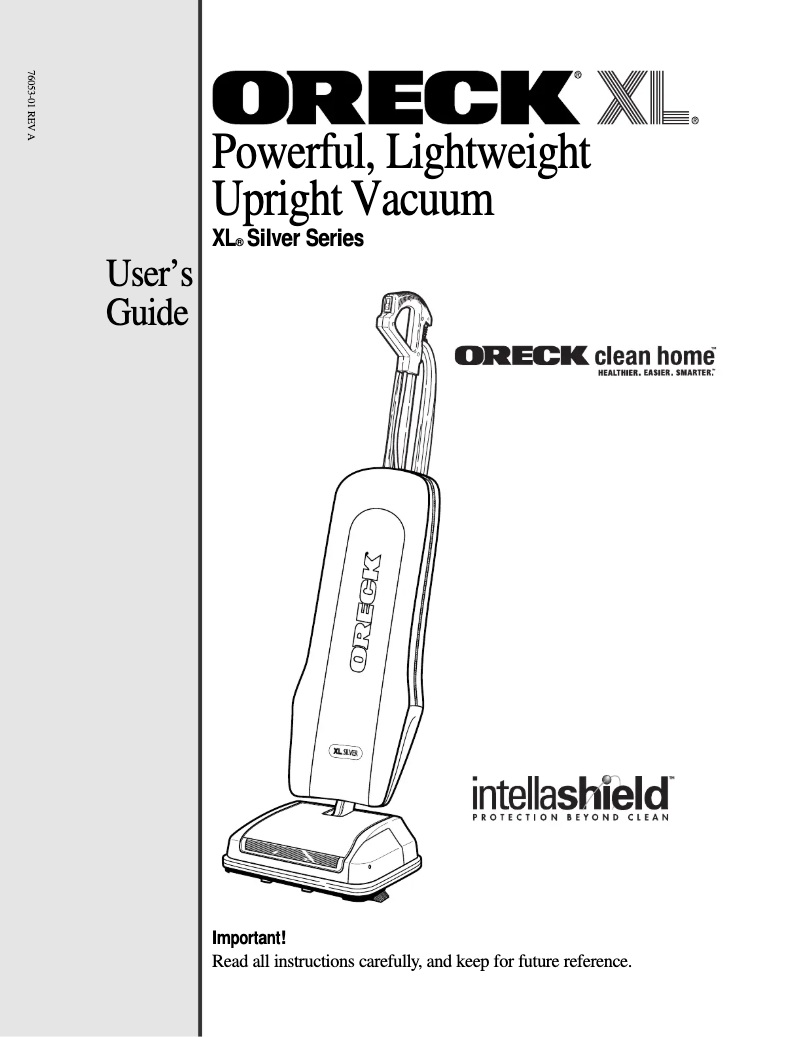 Page n°1 - Manuel utilisateur Oreck XL Deluxe Costco U3770COST2