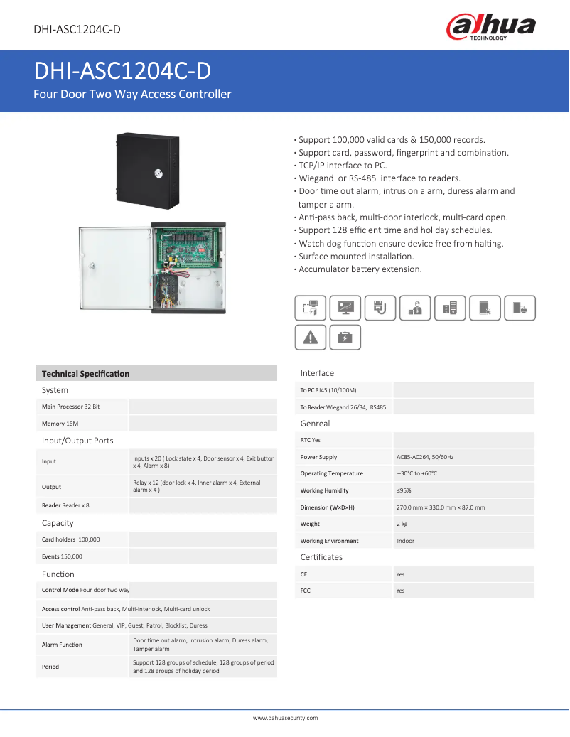 Page n°1 - Fiche technique Dahua Technology ASC1204C-D