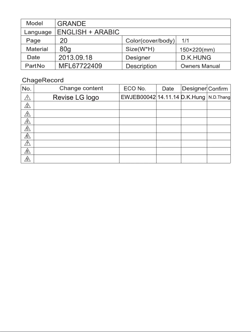 Page 1 de la notice Manuel utilisateur LG VC2216NND