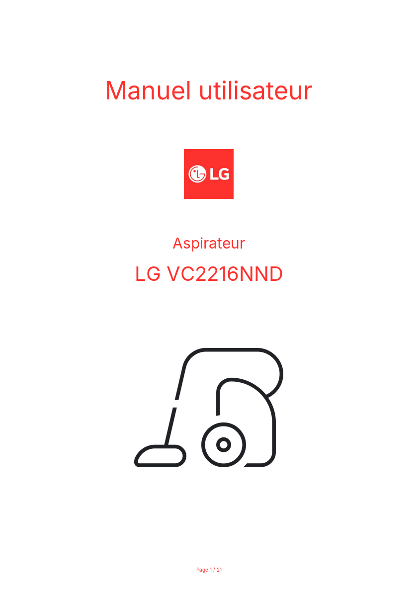 Page n°1 - Manuel utilisateur LG VC2216NND