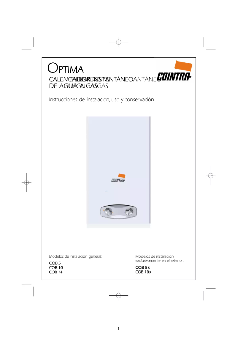 Page n°1 - Manuel utilisateur Cointra Optima