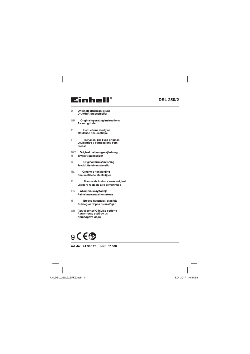 Page n°1 - Manuel utilisateur Einhell DSL 250/2