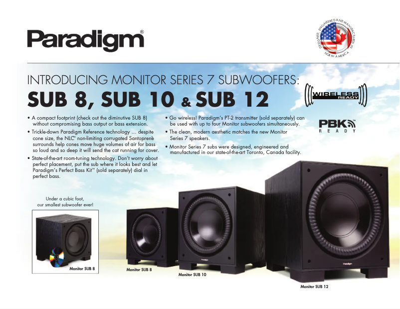 Page n°1 - Fiche technique Paradigm Monitor SUB 10