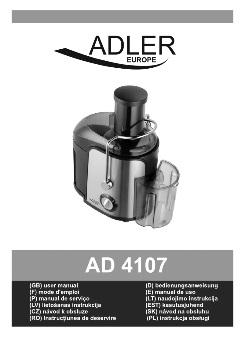 Page 1 de la notice Manuel utilisateur Adler AD 4107