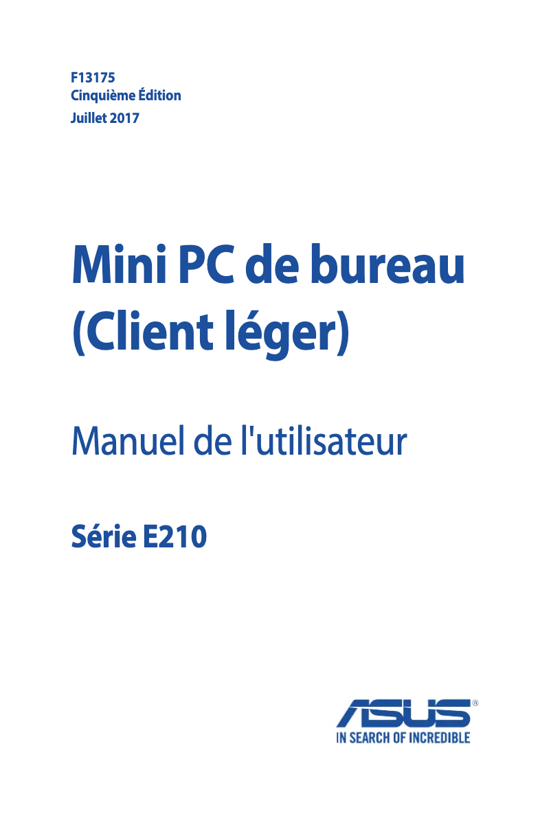 Page 1 de la notice Manuel utilisateur Asus EeeBox PC E210