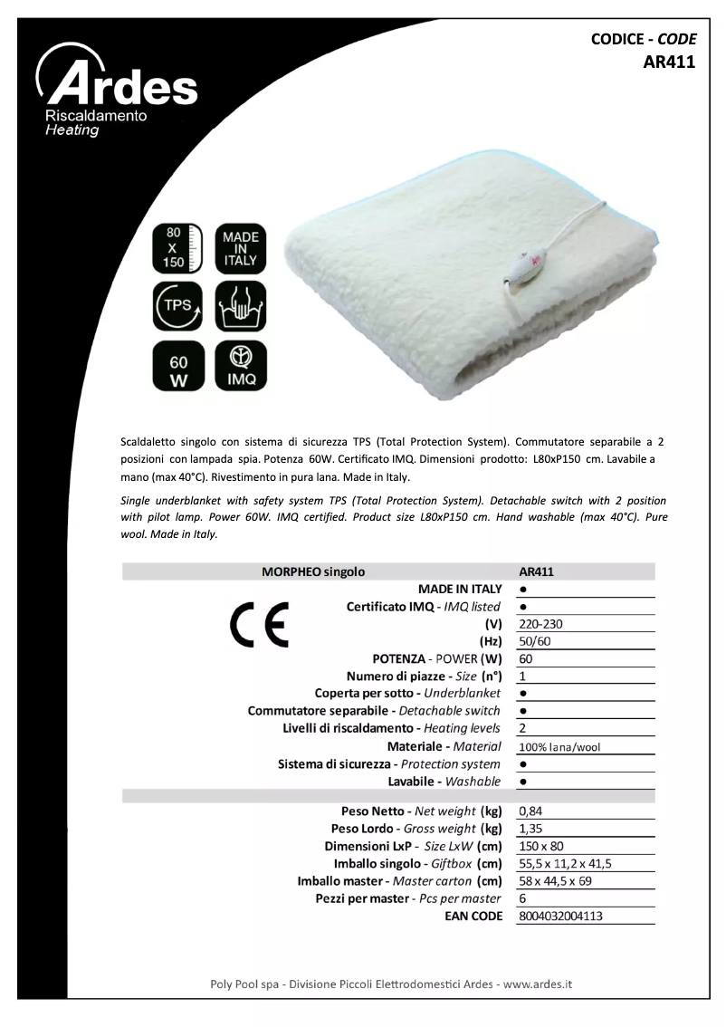 Page 1 de la notice Manuel utilisateur Ardes AR411