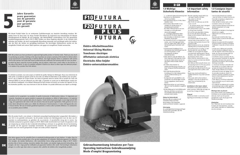Imagen de la primera página del manual del dispositivo F10 Futura
