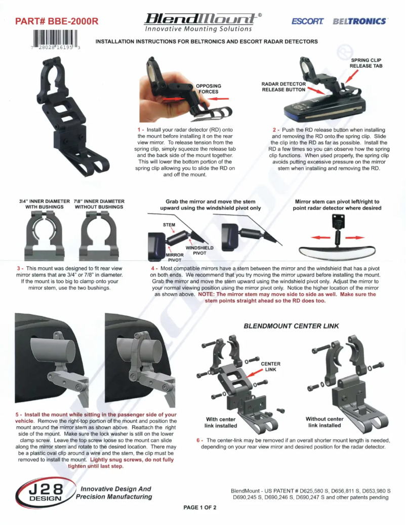 Page n°1 - Manuel utilisateur BlendMount BBE-2000R