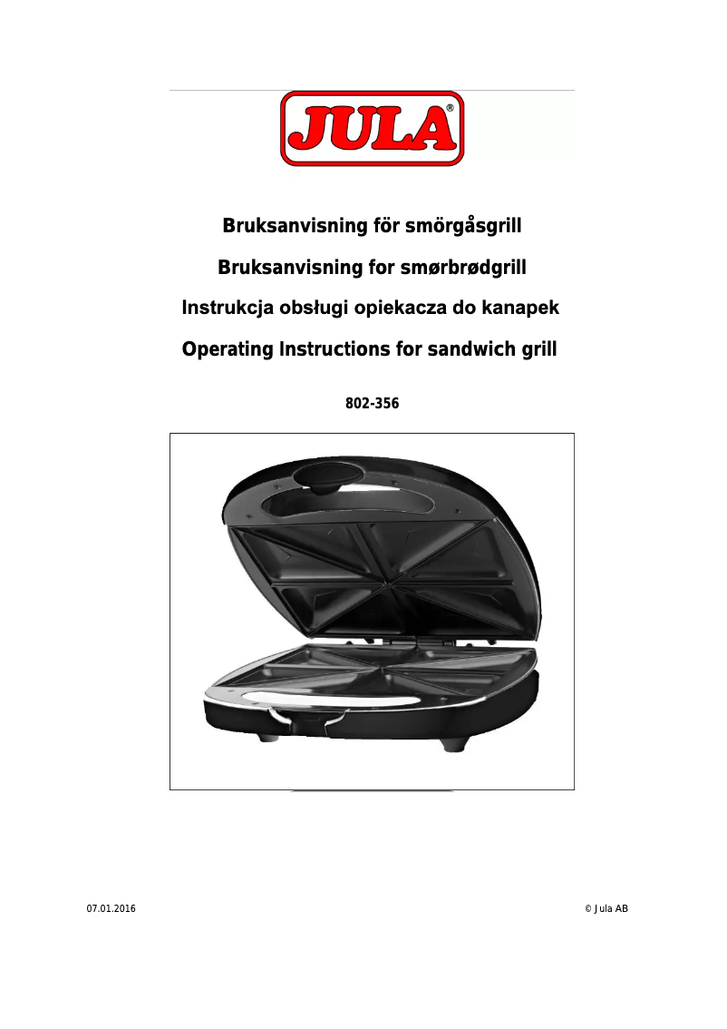 Page 1 de la notice Manuel utilisateur Menuett 802-356