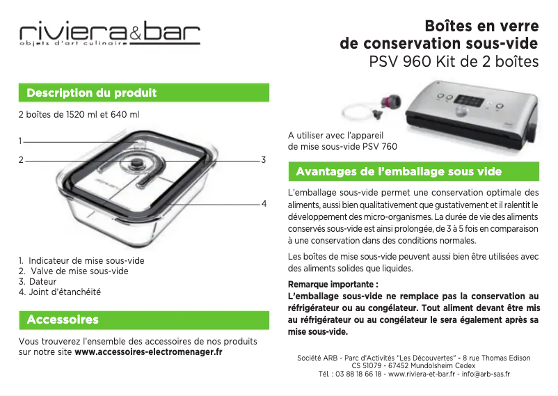 Image de la première page du manuel de l'appareil PSV960