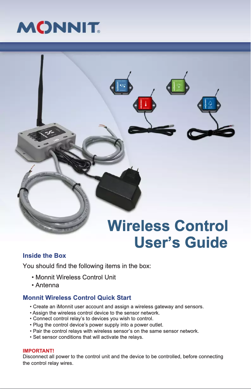 Page 1 de la notice Manuel utilisateur Monnit MNO2-8-CTL-10