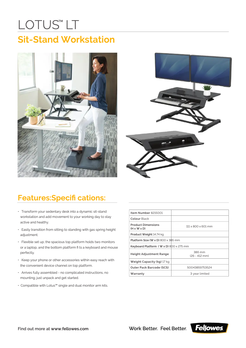 Page n°1 - Fiche technique Fellowes Lotus LT
