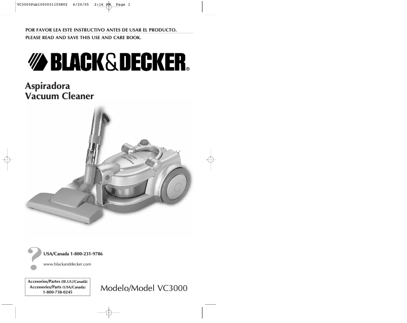 Page n°1 - Manuel utilisateur Black & Decker VC3000
