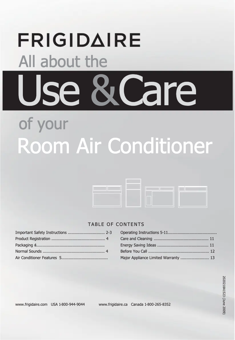 Page 1 de la notice Manuel d'utilisation et d'entretien Frigidaire FFRH2522Q2