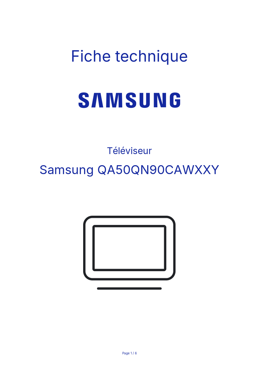 Page n°1 - Fiche technique Samsung QA50QN90CAWXXY