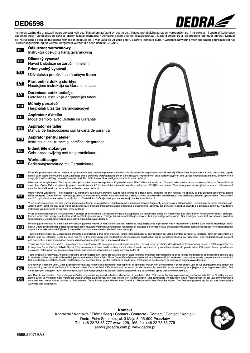 Page 1 de la notice Manuel utilisateur DEDRA DED6598