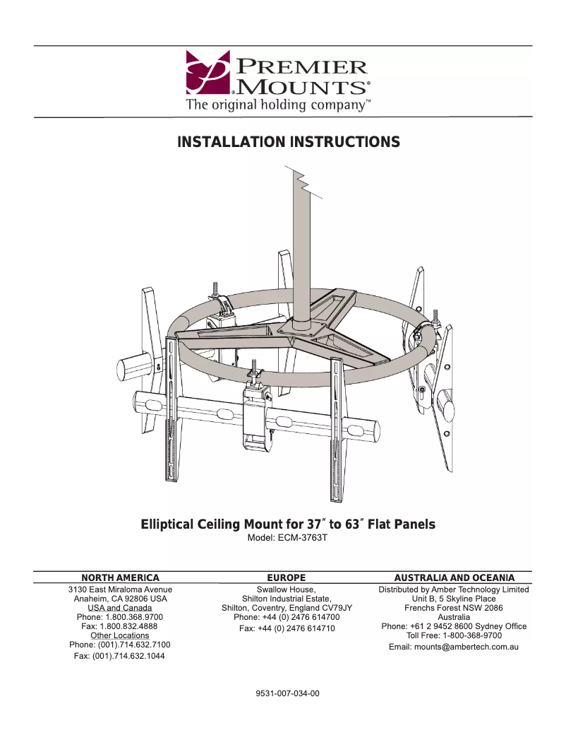 Page n°1 - Manuel utilisateur Premier Mounts ECM-3763T