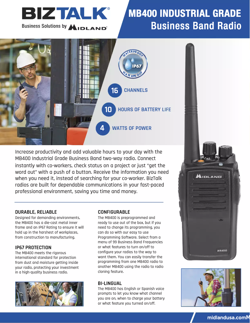 Page 1 de la notice Fiche technique Midland BizTalk MB400X6MC