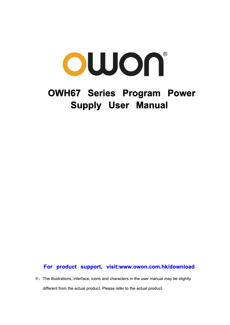 Page 1 de la notice Manuel utilisateur Owon OWH67