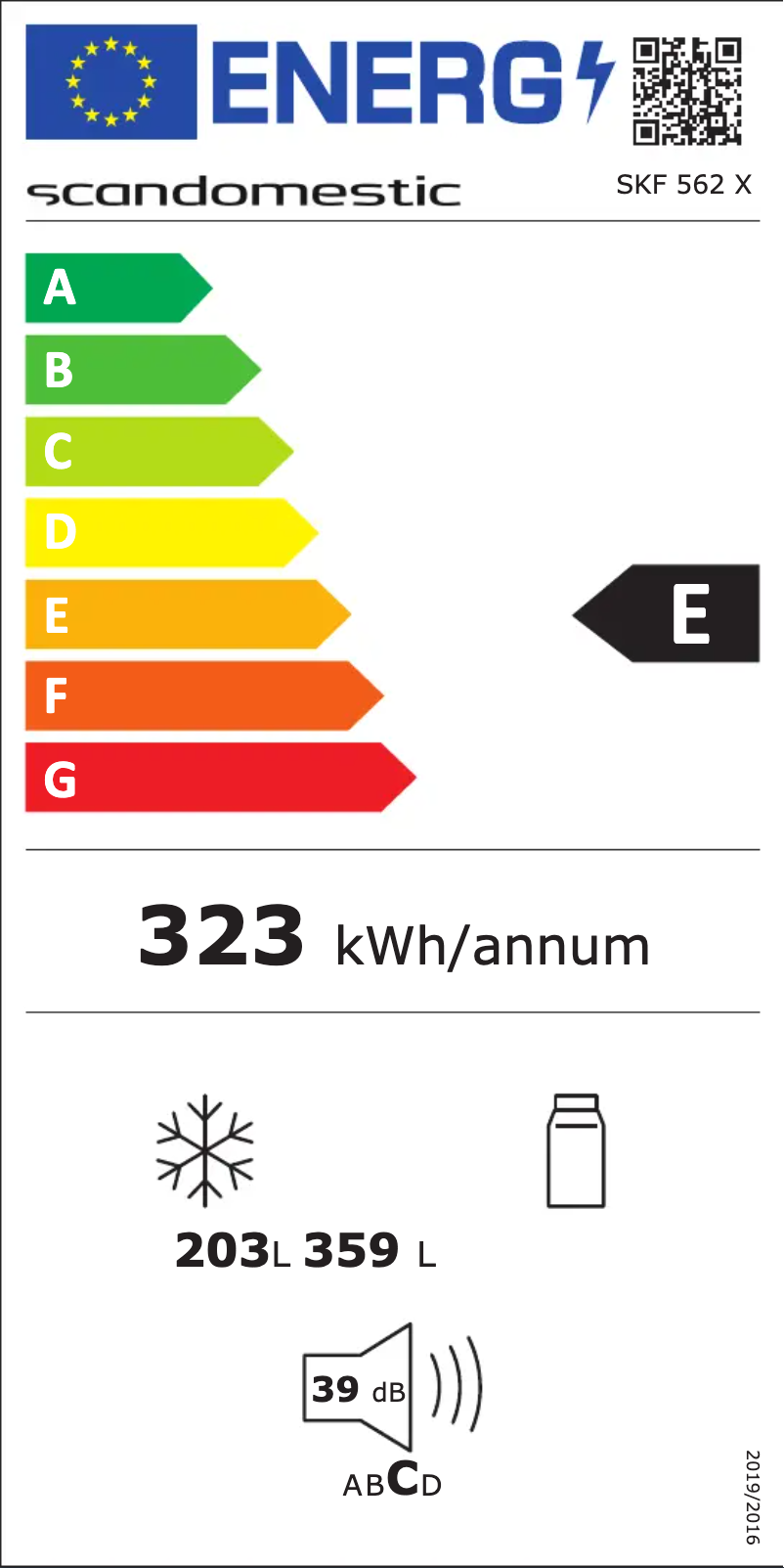 Page n°1 - Label énergétique Scandomestic SKF 562 X