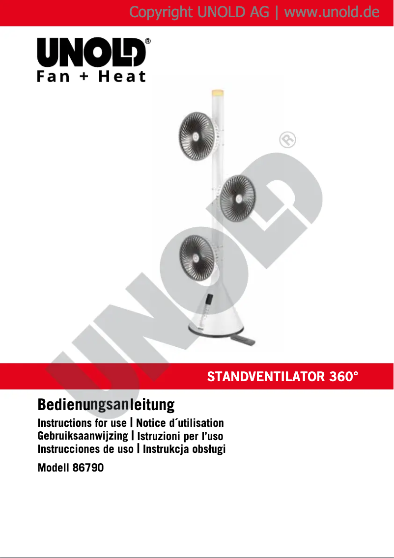 Page 1 de la notice Manuel utilisateur Unold 86790