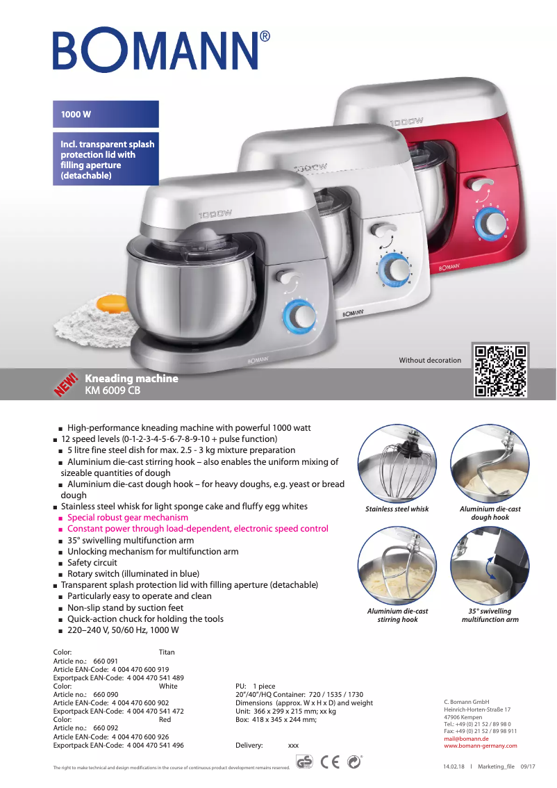 Page n°1 - Fiche technique Bomann MWG 2285 H CB