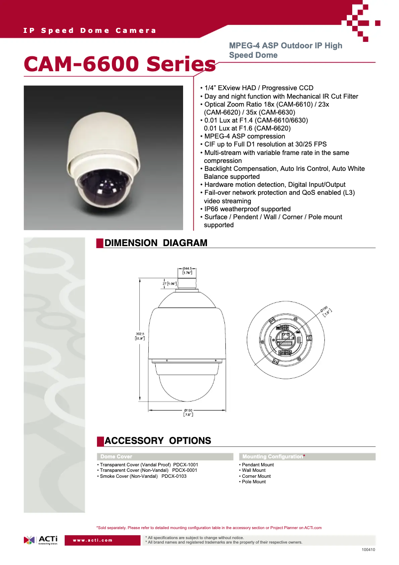 Image de la première page du manuel de l'appareil CAM-6630