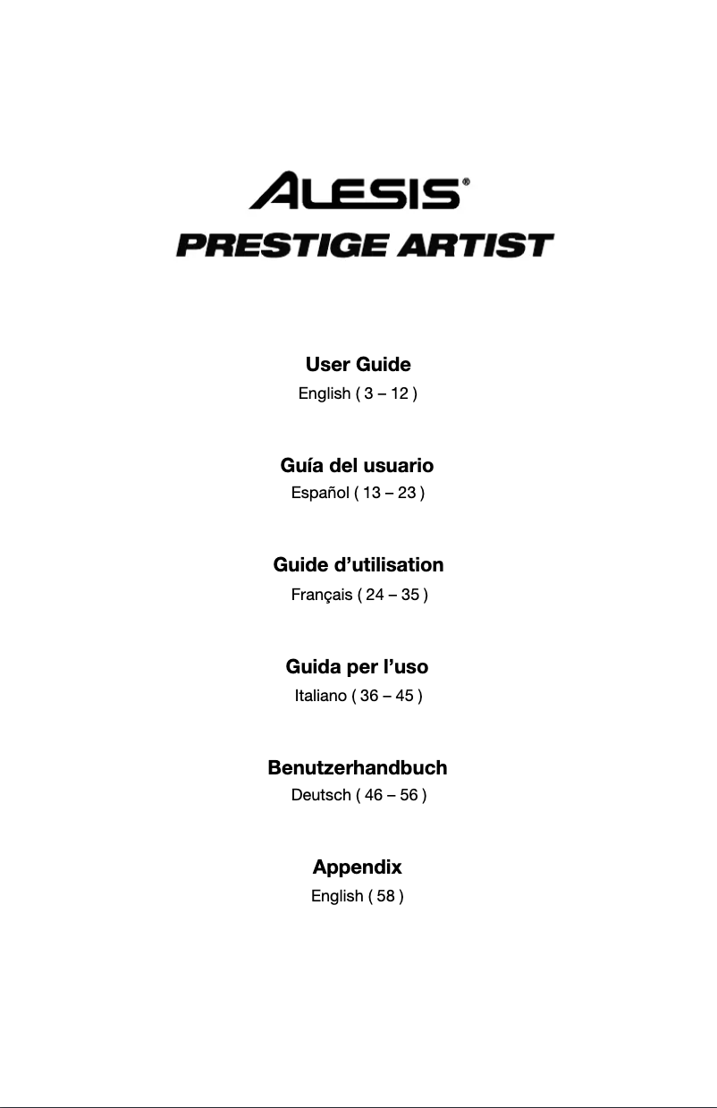 Page n°1 - Manuel utilisateur Alesis Prestige Artist