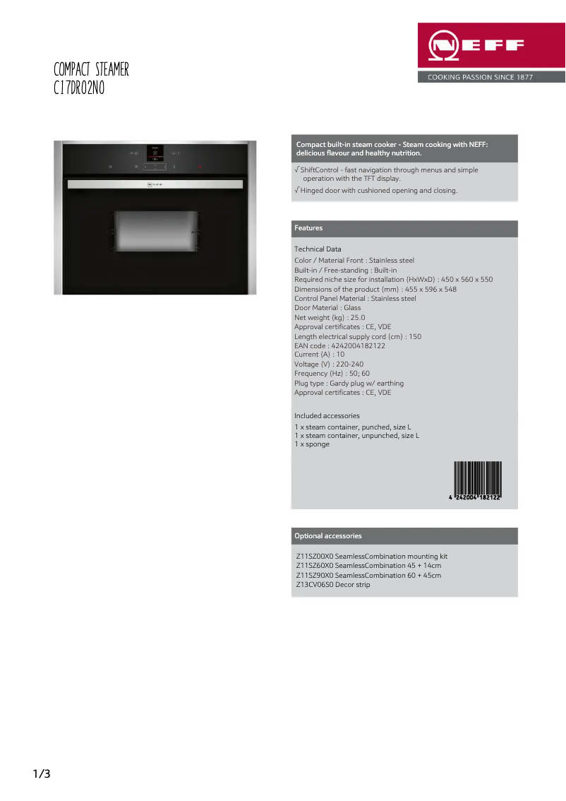 Image de la première page du manuel de l'appareil C17DR02N0