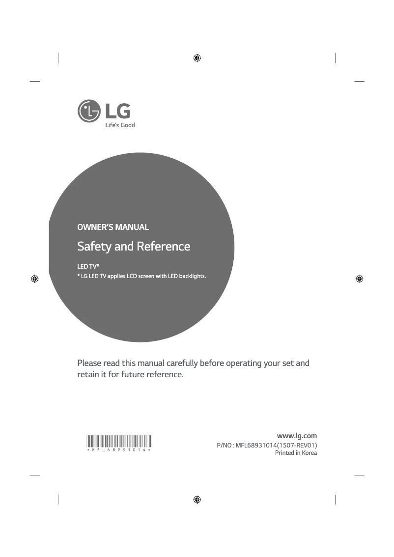 Page n°1 - Manuel utilisateur LG 43UF7709