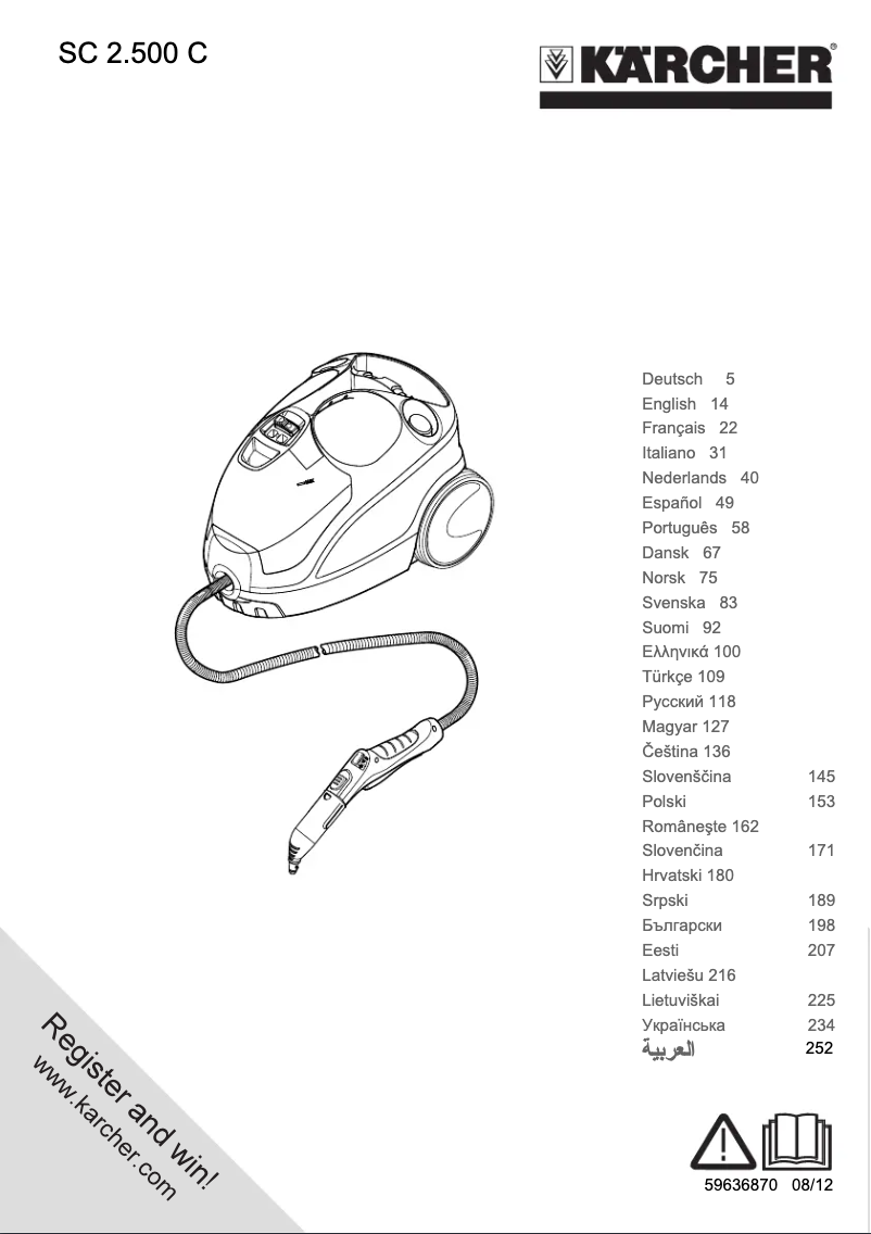 Page 1 de la notice Manuel utilisateur Kärcher SC2500C