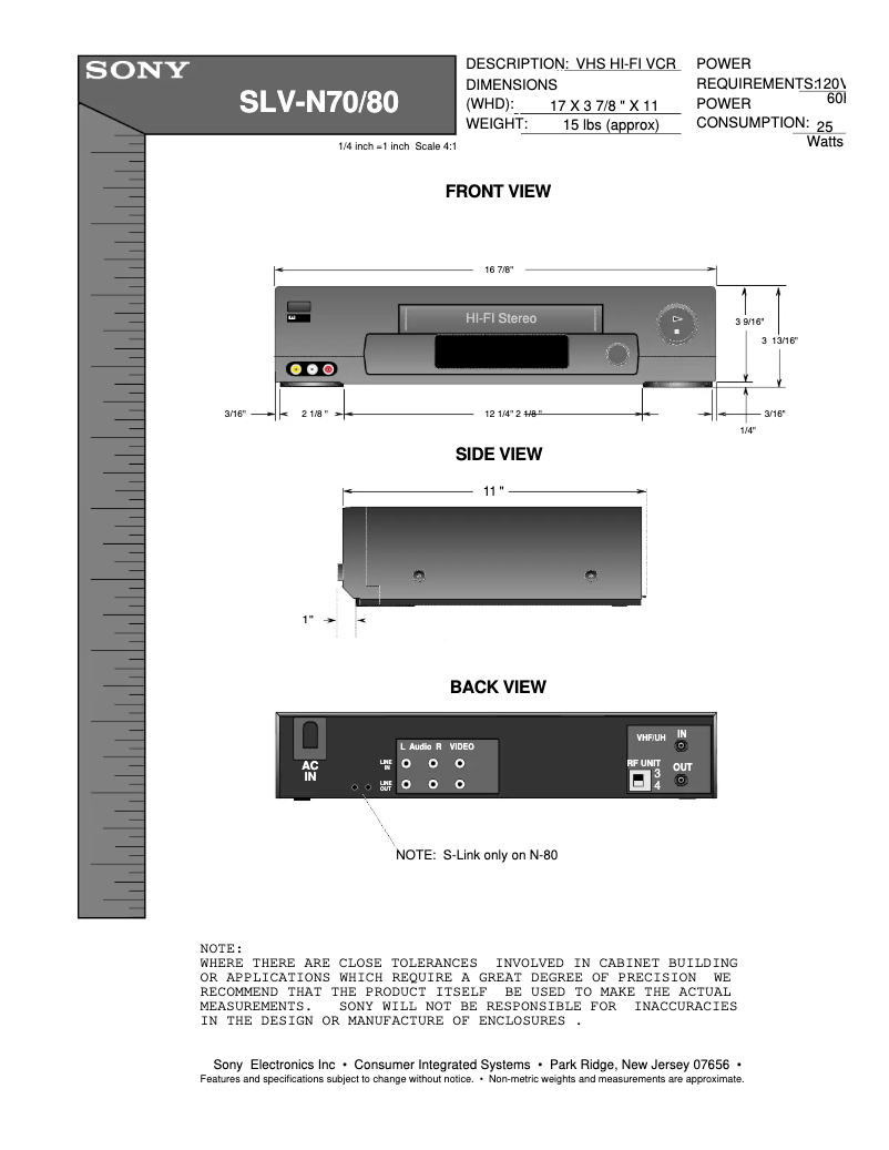 Page 1 de la notice Guide d'installation Sony SLV-N80