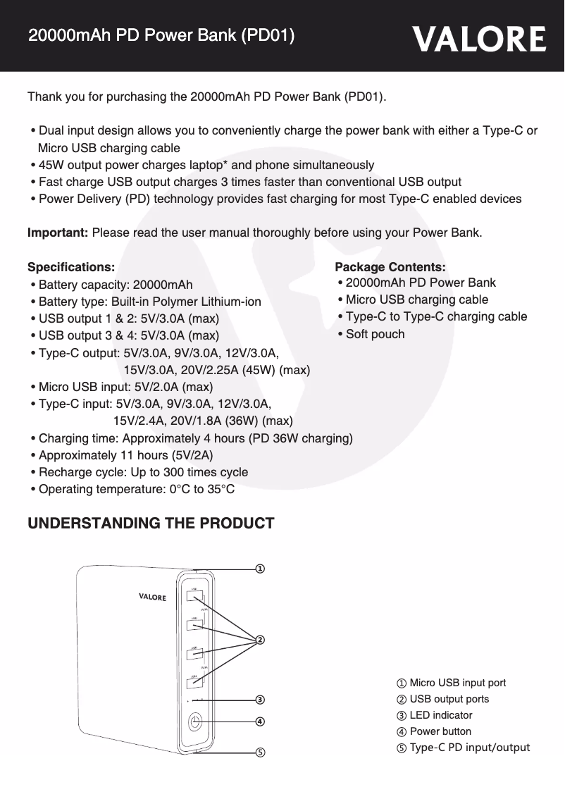 Image de la première page du manuel de l'appareil PD01
