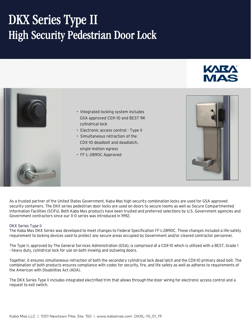 Page 1 de la notice Manuel utilisateur Dormakaba DKX Type II