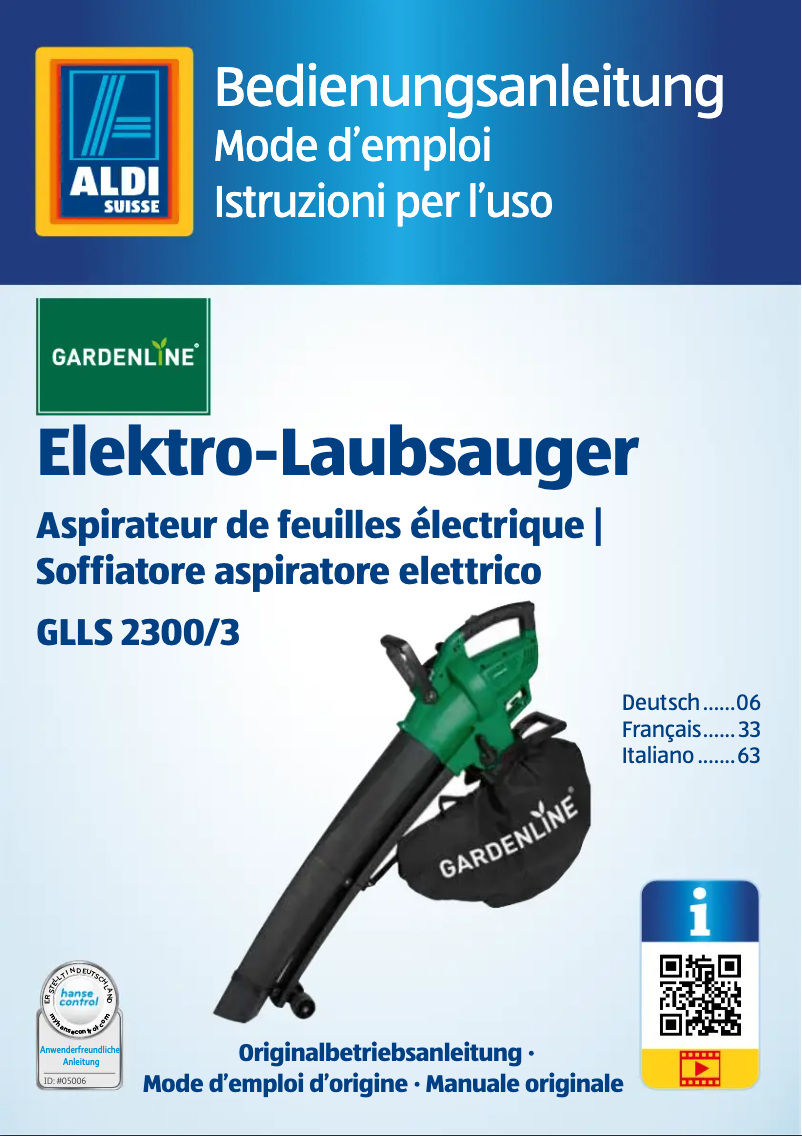 Página 1 del manual Manual de usuario Gardenline GLLS 2300/3