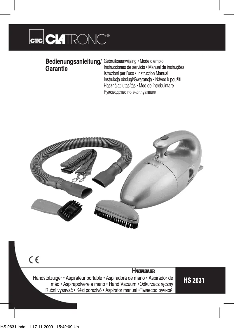 Page 1 de la notice Manuel utilisateur Clatronic HS 2631