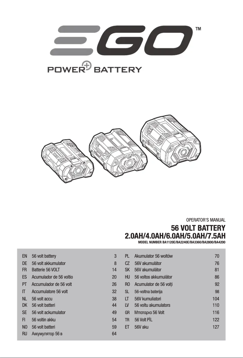 Page 1 de la notice Manuel utilisateur EGO BA2240E