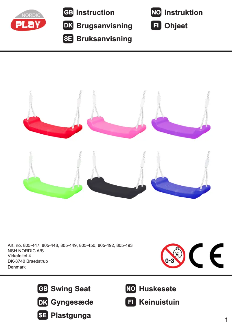 Page n°1 - Manuel utilisateur Nordic Play 805-450