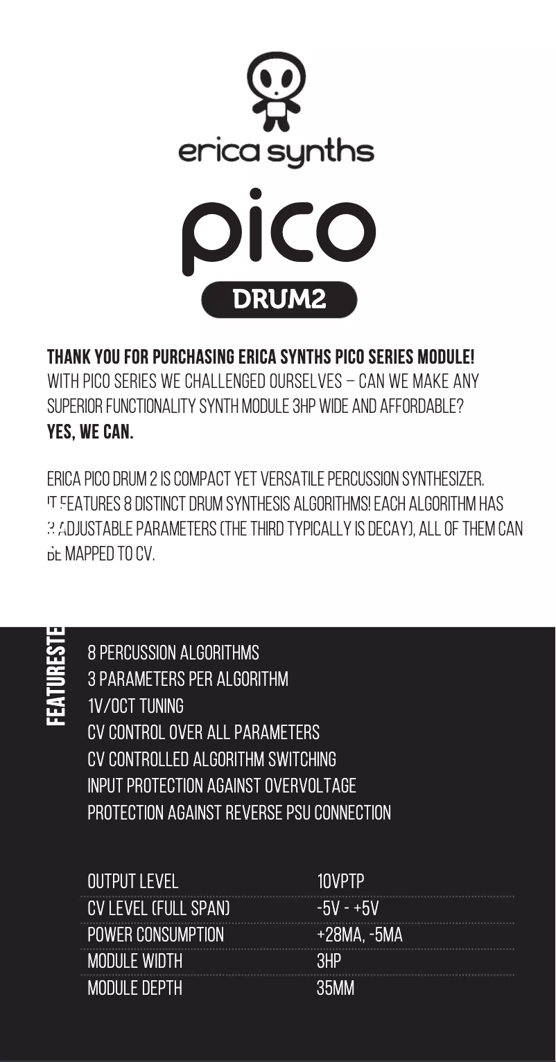 Image de la première page du manuel de l'appareil Pico Drum 2