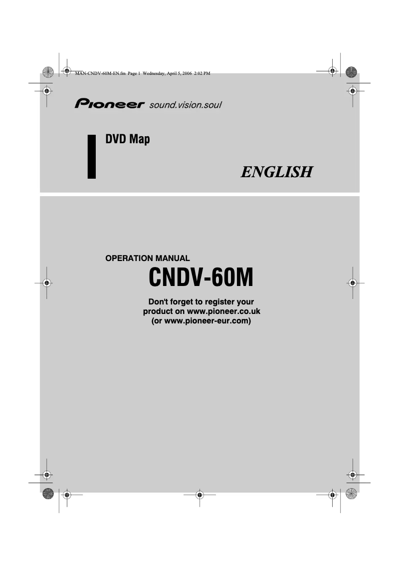 Page n°1 - Manuel utilisateur Pioneer CNDV-60M
