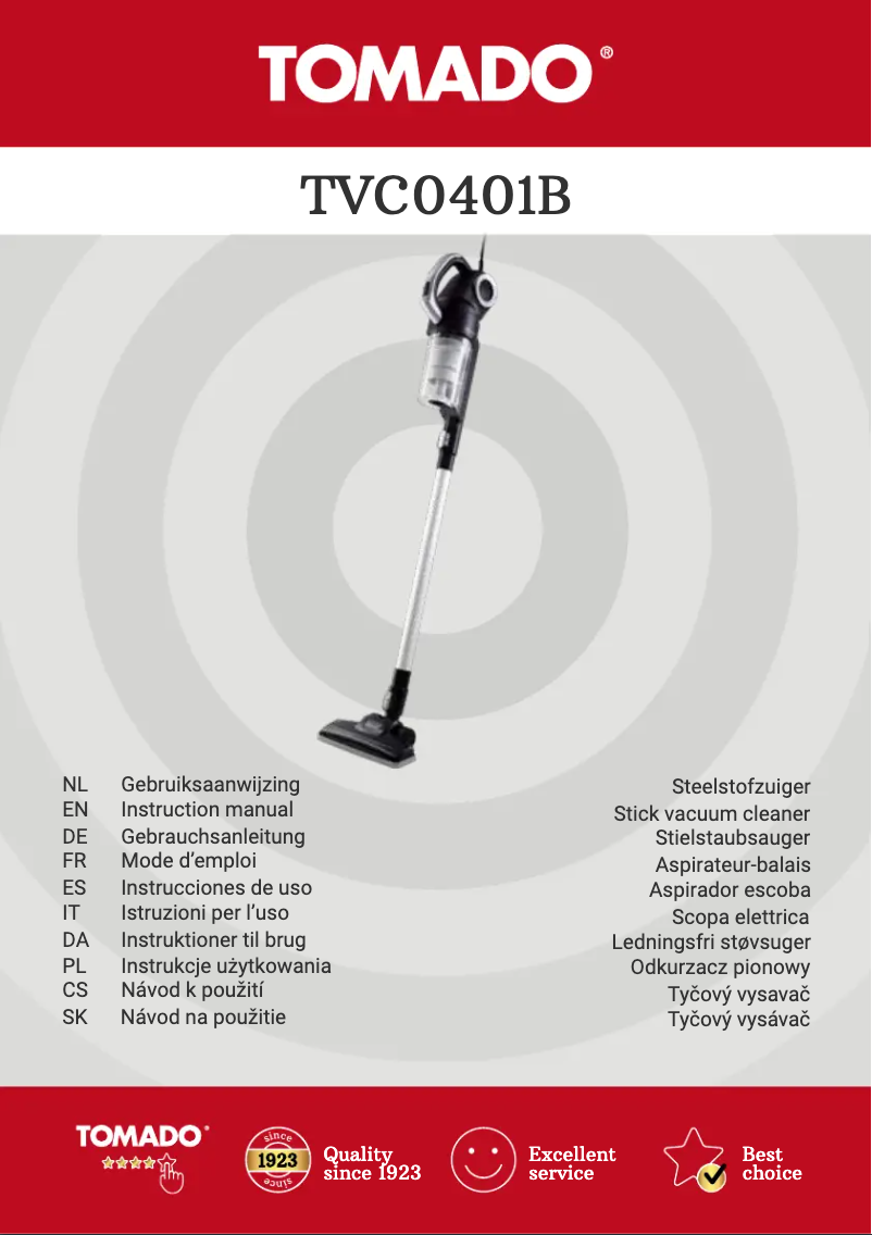 Page 1 de la notice Fiche technique Tomado TVC0401B