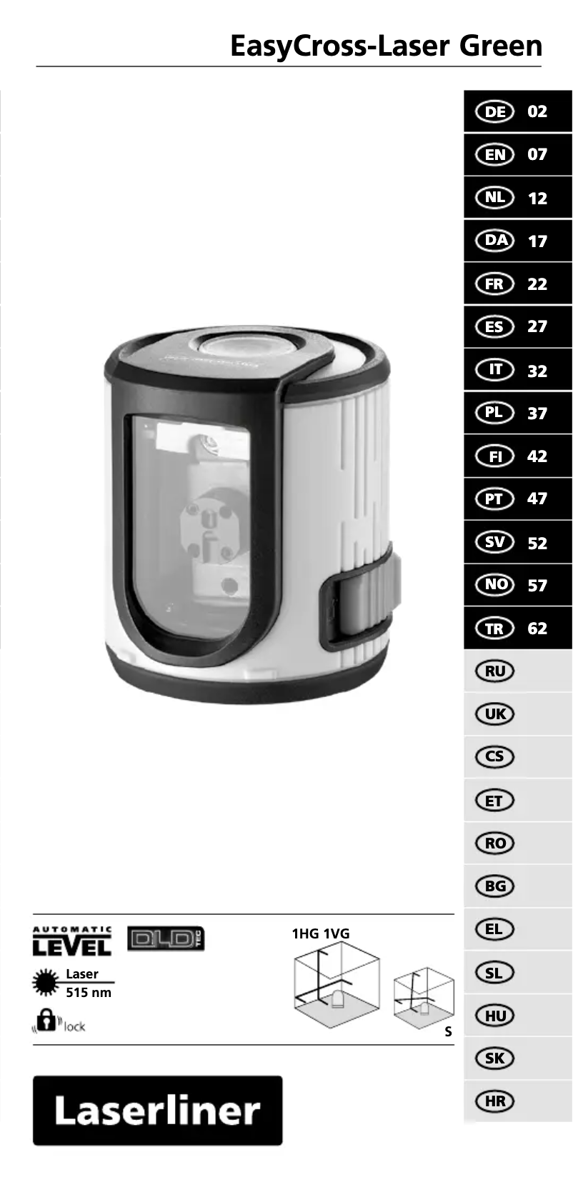Page 1 de la notice Manuel utilisateur Laserliner EasyCross Laser