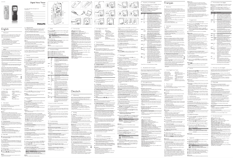 Page n°1 - Manuel utilisateur Philips Digital Voice Tracer LFH0667