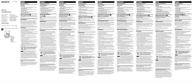 Página 1 del manual Manual de usuario Sony MDR-XB500